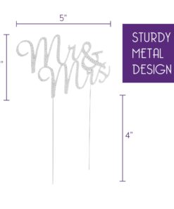 Alternative view of Ella Celebration Mr and Mrs Wedding Cake Topper Rhinestone Monogram Decoration Cake Toppers Mr & Mrs (Silver) Silver