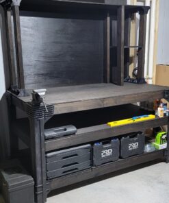 2x4basics 90164MI Custom Work Bench and Shelving Storage System, Black Work Bench with Shelf 94 71x86N GcNL
