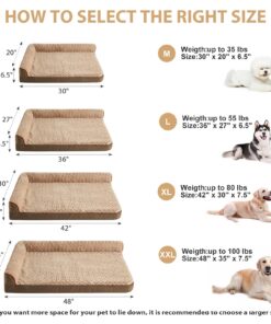 BFPETHOME Orthopedic Dog Beds for Medium Dogs - Waterproof Sofa Dog Bed with Removable Washable Cover, Medium Dog Bed with Waterproof Lining and Nonskid Bottom,Pet Bed for Large Dogs. 30.0"L x 20.0"W x 6.5"Th Beige Coffee 10 71x8Frx lUL