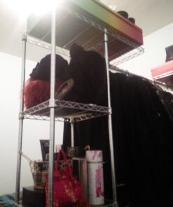 Seville Classics Closet Garment Organizer with Metal Hanging Rod Wardrobe Storage System, w/ Steel Shelves for Clothes, Shirts, Jackets, Coats, Blankets, Shoes, Steel, Expandable Rack 56 71x8k6PFoDL