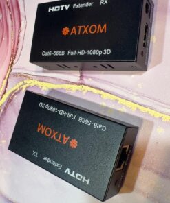 ATXOM HDMI Over Ethernet Extender, Over Cat 5e/6/7 LAN Cable, Up to 200Ft, Full HD 1080P @ 60HZ, EDID Copy, Dolby Digital/DTS Compatible, High Resolution Signal, Balun Transmitter and Receiver 84 71x92dgFrdL