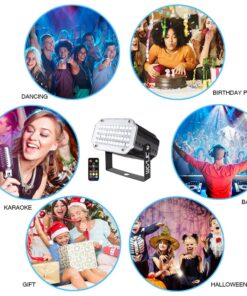 Halloween Strobe Light with Remote, JLPOW Sound Activated Mini Strobe Lights Super Bright 48 RGB LED, Remote Control Flash Stage Lighting, Best for DJ Party Show Club Disco Karaoke 17 71x9NE4btEL