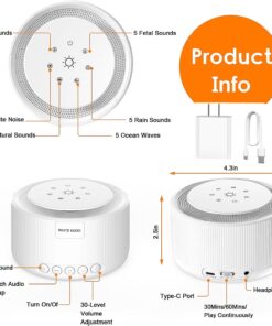 Sound Machine- STYFSCP White Noise Machine with 30 Natural Soothing Sounds 30 Level Volume Light 3 Timer Memory Function, Noise Machine Powered by AC or USB, Sleep Sound Machine for Adults Baby Kids 21 71x9d6P1M1L