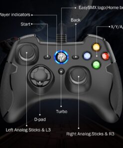 EasySMX Wired Gaming Controller,PC Game Controller Joystick with Dual-Vibration Turbo and Trigger Buttons for Windows PC/ PS3/ Android TV Box/Tesla(Black) black 17 71xA5wbktRS