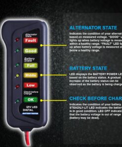 CARTMAN 12V Car Battery Alternator Tester, Test Battery Condition & Alternator Charging, LED Indication 25 71xAI1pqv5L 2
