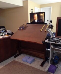 Studio Designs Vintage Drafting Table - Antique Design Solid Wood Drafting Table with Built-In Pencil Groove and Pencil Ledge - Angle Adjustable Work Surface Rustic Oak 42" 54 71xB26vUgsL