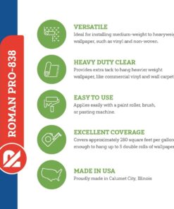 Roman 011301 PRO-838 1 gal Heavy Duty Wallpaper Adhesive, Clear 1 Gallon 25 71xCrtuog7L