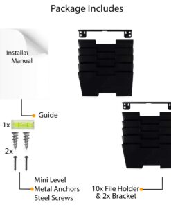 Wallniture Lisbon 10-Tier Wall Mounted File Holder and Desk Organizer, Metal Black Office Organization and Storage Rack 15 71xEAEdWTL