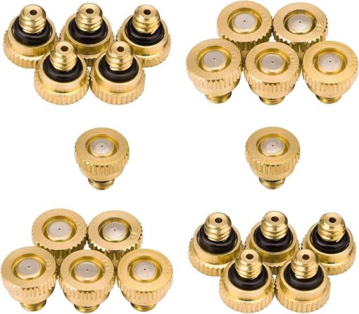 Aootech Brass Misting Nozzles for Outdoor Cooling System 22 pcs,0.012" Orifice (0.3 mm) 10/24 UNC