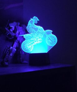 WANTASTE Motocross 3D Lamp Gifts for Boys Girls Room, Dirt Bike Decor Toys Night Light Bedside Gifts for Kids Baby, 7 Colors Changing Nightlight with Battery Backup and Smart Control Motocross Man 19 71xF7l6N1TL