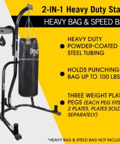 Alternative view of Everlast Steel Heavy Punching Bag Stand Workout Equipment for Kickboxing, Boxing, and MMA Training with 3 Plate Pegs and 100 Pound Capacity Black