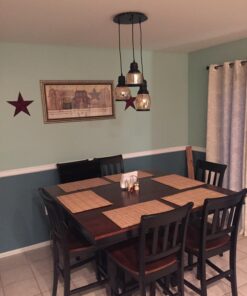 UNITARY Farmhouse Pendant Lights Kitchen Island, Kitchen Light Fixtures, Rustic Dining Room Light Fixture with 3 E26 Bulb Sockets, Black Metal and Glass Jar Chandelier, Ceiling Pendant Light Fixtures 35 71xHEsqbcBL