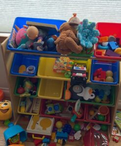 Humble Crew, Natural/Primary Kids' Toy Storage Organizer with 12 Plastic Bins, 34*35*15.5inch 44 71xIJysEbxL