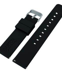 BARTON WATCH BANDS - Soft Silicone Quick Release Straps - Choose Color & Width - 16mm, 18mm, 20mm, 22mm, 24mm - Silky Soft Rubber Watch Bands Black 25 71xJF4Sz3QL