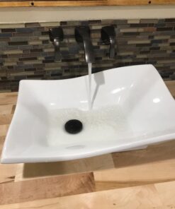 Bathroom White Ceramic Porcelain Vessel Vanity Sink 7459 +FREE Pop Up Drain White -7459 40 71xJSm9LshL