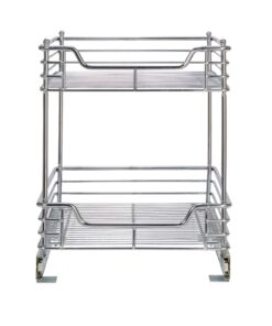 Household Essentials Glidez Multipurpose Chrome-Plated Steel Pull-Out/Slide-Out Storage Organizer for Under Cabinet Use - 2-Tier Design - Fits Standard Size Cabinet or Shelf, Chrome 14.25" - Standard 24 71xJpZl9llL