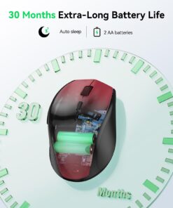 TECKNET Wireless Mouse, 2.4G USB Computer Mouse with 6-Level Adjustable 3200 DPI, 30 Months Battery, Ergonomic Grips, 6 Buttons Portable for PC, Chromebook, Mac - Red 29 71xJwi6d02L