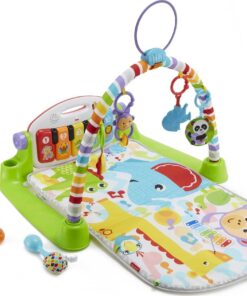 Fisher-Price Baby Playmat Deluxe Kick & Play Piano Gym & Maracas with Smart Stages Learning Content,5 Linkable Toys & 2 Soft Rattles (Amazon Exclusive) Kick N Play Green + Maracas 36 71xKl L7nEL