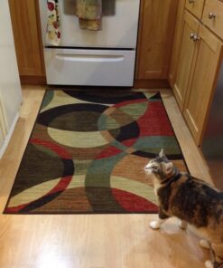 Rubber Backed Area Rug, 39 x 58 inch, Modern Circles, Non Slip, Kitchen Rugs and Mats 39 X 58 inch ( fits for 3x5 Area) 13 71xLs2xzkL