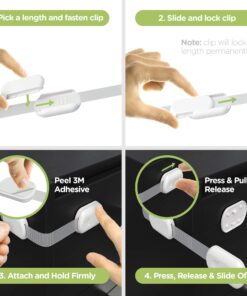 SKYLA HOMES Baby Locks (8-Pack) Child Safety Cabinet Proofing - Safe Quick and Easy 3M Adhesive Cabinet Drawer Door Latches No Screws & Magnets Multi-Purpose for Furniture Kitchen Ovens Toilet Seats 8 Count (Pack of 1) White 21 71xNEbits7L 1