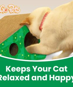 GoPets Premium Cat Scratcher - Wedge Shaped Corrugated Cardboard, Ergonomic Scratching Posts, Reversible Design, Lasts 2X Longer, with 1 Pack Catnip & Hidden Toy Cutouts for Endless Feline Play Fun 34 71xNoYHs0UL 1