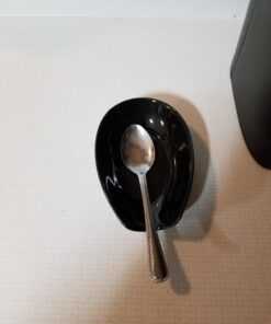 OGGI Spooner Ceramic Spoon Rest- Spoon Rest for Stove Top, Spoon Holder for Countertop, Kitchen Decor for Counter, Coffee Bar Accessories, Black 35 71xO8aHkotL