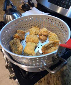 Bayou Classic 1201 10-qt Aluminum Fry Pot Features Perforated Aluminum Basket Heavy Duty Riveted Handles Perfect For Deep Frying French Fries Hush Puppies Fish & Chicken 33 71xQ5MunXuL