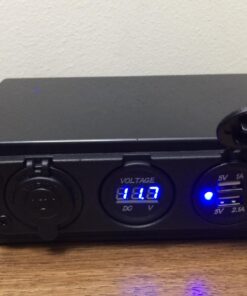 Cllena Triple Function Dual USB Charger + Blue LED Voltmeter + 12V Outlet Socket Panel Jack Marine for Digital Devices Mobile Phone Tablet Triple Function-Blue 34 71xSuktsijL