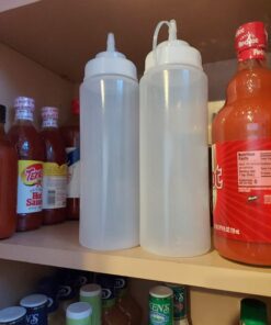 New Star Foodservice 26269 Squeeze Bottles Plastic, Wide Mouth with Caps, 32 oz, Clear, Pack of 6 32 oz 6-Pack 33 71xTWwze3xL