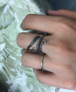 AZYOUNG 316L Stainless Steel Pirate Octopus Ring Tentacles Black S-shaped One Size Opening Ring 32 71xTb0rjy5L