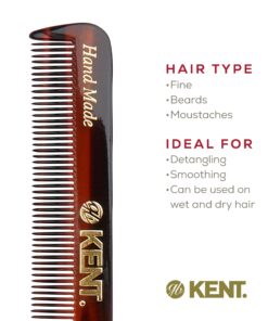 Kent Slim Jim Handmade All Fine Tooth Pocket Comb for Men, Hair Comb Straightener for Everyday Grooming Styling Hair, Mustache and Beard, Use Dry or with Balms, Saw Cut Hand Polished, Made in England 1 Pack 15 71xTfdsqjzL
