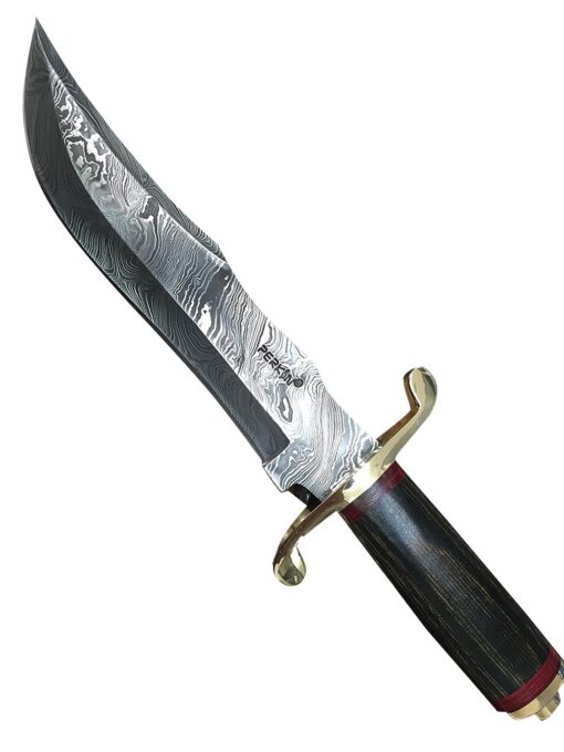 Perkin | 12 Inch Razor Sharp Fixed Blade Damascus Steel Hunting Knife | Full Tang Blade W/A High Grade Leather Sheath