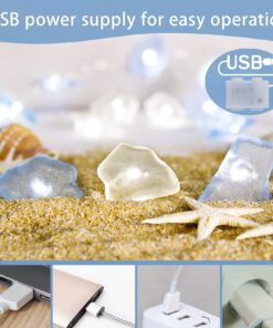 Impress Life Decorative String Lights, Sea Glass Festive Beach Themed 10 ft 40 LEDs Battery&USB Cord Operated Eco-Friendly with Multi-Function Remote for Tent Wedding Nursery Bedroom Party Ornament 33 71xUIDX0KeL