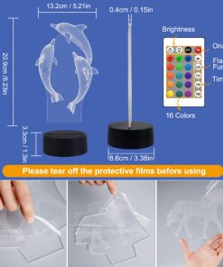 FULLOSUN Night Light for Kids Ocean Dolphin 3D Night Light Porpoise Bedside Lamp with Remote Control 16 Color Changing Xmas Halloween Birthday Gift for Child Baby Girl 26 71xWF0sq7gL