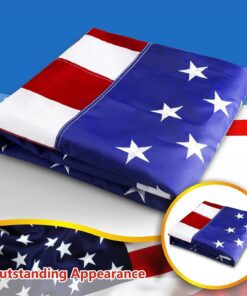 G128 - American Flag 5x8 ft USA US Flag Deluxe Embroidered Stars Sewn Stripes Brass Grommets Durable Indoor Outdoor Use 14 71xYDv2ITjL