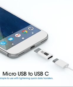 TechMatte Micro USB to USB Type C Adapter Connector for Galaxy Note 8, S9, S9 Plus, S8, S8 Plus +, Google Pixel, Pixel 2 with 56k Resistor; Approved to Meet USB Type-C Standard (2-Pack, White) 9 71xYzA61LnL