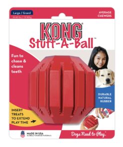 KONG Stuff-A-Ball Treats Dispense Dog Toy - Stuffable Dog Toy - Stuff Treats for Mental Enrichment - Dental Dog Toy for Healthy Teeth & Gums - Large Dogs Standard Packaging 22 71xZsrMGieL