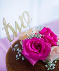 Handmade 2nd Birthday Cake Topper Decoration - Two - Double Sided Gold Glitter Stock 26 71xa7ha28L