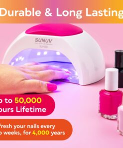 SUNUV SUN2C 48W UV Light for Nails, UV LED Nail Lamp with 4 Timer Settings, User-Friendly LED Nail Light Compatible with All Gel Types, Quick Drying Nail Dryer Pink 26 71xbKsHf1UL