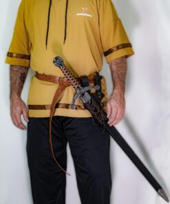 Armory Replicas - Genuine Bovine Leather Hawk Wood Sword Frog - Medieval Inspired Adjustable LARP Sabre Rapier Sword Weapon Frog Holster Holder Accessory Brown Right 20 71xcJrWW2BL