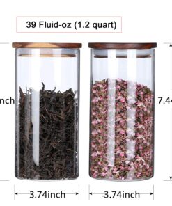 Alternative view of KKC HOME ACCENTS Glass Canister with Wood Lid,Tea Canisters for Loose Tea,Airtight Tea Containers,Airtight Glass Container for Loose Leaf Tea,Coffee Bean,Glass Jar Wood Lid,39 Fluid-oz (1.2 Quart) 39 Floz x 2