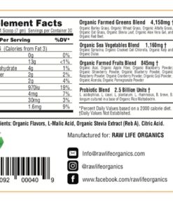 Raw Life Organics Green Juice Powder Organic Superfoods - 30 Servings - Support Immune System - 2.5bn Probiotics - Support Gut Health 7 71xcX00B2HL