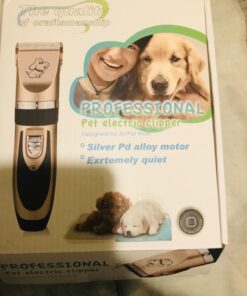 Maxshop Dog Grooming Kit, Low Noise Rechargeable Dogs Shaver Clippers Electric Quiet Dog Hair Trimmer for Dogs and Cats with Comb Guides Scissors Nail Kits (Gold Black) Gold Black 53 71xcvWqLgVL