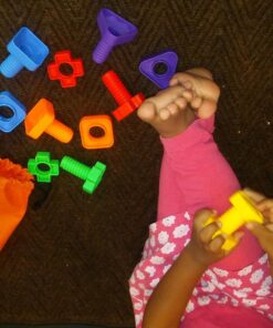Skoolzy Nuts and Bolts 12 Piece Toy Building Block Set Sensory Occupational Therapy STEM for 18+ Months Toddler Toys & Kids, Includes eBook Travel 12 Piece 39 71xd7vn1GBL 1