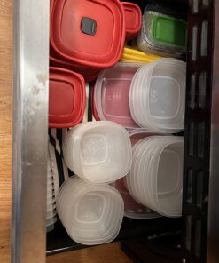 Rubbermaid 60-Piece Food Storage Containers with Lids, Salad Dressing and Condiment Containers, and Steam Vents, Microwave and Dishwasher Safe, Red 37 71xdVWcpXL