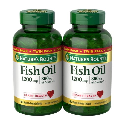 Nature's Bounty Fish Oil 1200 mg, Twin Pack, Supports Heart Health With Omega 3 EPA & DHA, 360 Rapid Release Softgels 360 Ct