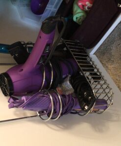 mDesign Steel Over Cabinet Door Hair Care, Hot Styling Tool Organizer Storage Basket for Hair Dryer, Flat Irons, Curling Wands, Straighteners, Space Saving, 3 Sections -Concerto Collection - Chrome 52 71xfeac1auL