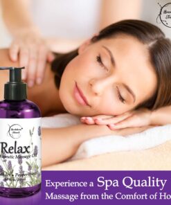 Relax Therapeutic Body Massage Oil - with Best Essential Oils for Sore Muscles & Stiffness – Lavender, Peppermint & Marjoram - All Natural - with Sweet Almond, Grapeseed & Jojoba Oil 8oz 8.5 Fl Oz (Pack of 1) 29 71xfgxugPSS