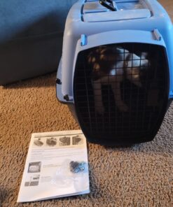 Petmate Pet Porter Fashion Dog Kennel 26", Parisian Blue & Black, for Pets 20-25lbs, Made in USA 26.0"L x 18.6"W x 16.5"H 41 71xh1pRbrPL