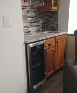 Beverage Refrigerator, Phiestina15 inch 96 Cans Built-in or Freestanding Beverage Cooler Mini Fridge with Auto Defrost,Glass Door & 6 Removable Shelves for Home Bar Office 22.4"D x 14.9"W x 33.9"H Stainless Steel 27 71xhpF hU L